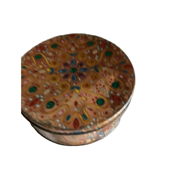 Christmas Holiday Cookie Candy Metal Tin Jeweled Design - Picture 3 of 6
